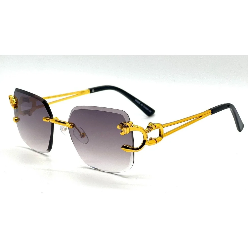 Fashion Mens Women Hip Hop Sunglasses Retro Luxury‎ Gold Rimless Shades Glasses